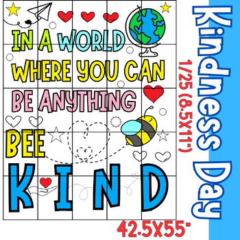 Preview of Kindness Bulletin Board Ideas • Collaborative Coloring Poster World Kindness Day