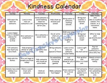 Preview of Kindness Calendar (Editable)