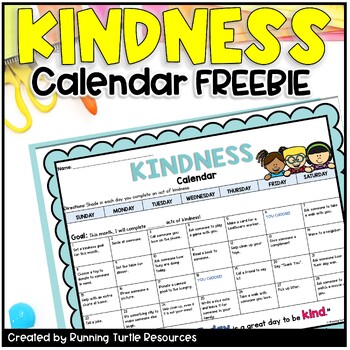 Kindness Calendar FREE by Running Turtle Resources | TpT