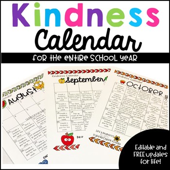 Preview of Kindness Calendar- Random Acts of Kindness for the Entire Year