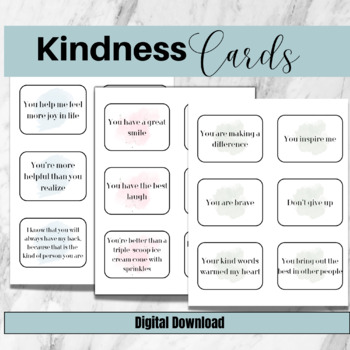 Preview of Kindness Cards, Affirmation Cards, Affirmation Prints, Compliment Cards