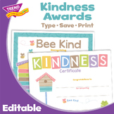 Kindness Certificate Bee Kind Award Calming Nature Colors 