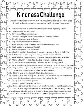 Kindness Challenge : List, Chart, Cards, & Awards : Be Kind in the ...