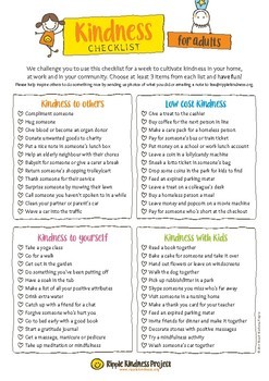 FREE Kindness Checklist - Printable for Older Students, Teachers ...
