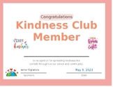 Kindness Club Certificate- Editable