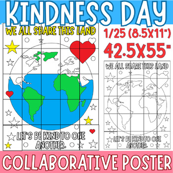 Preview of Kindness Collaborative Coloring Pages Activities  | World Kindness Day Activity