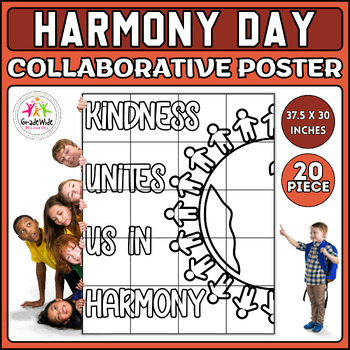Preview of Kindness Collaborative Coloring Poster: Uniting Us in Harmony - Bulletin Board