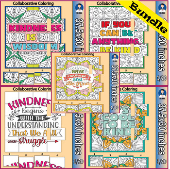 Preview of Kindness Collaborative Coloring Project Posters Bundle, Mental Health Activities