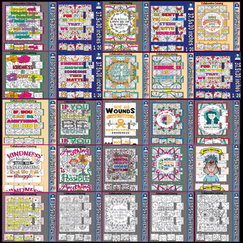 Preview of Kindness Collaborative Coloring Project Posters Bundle, Mental Health Activities