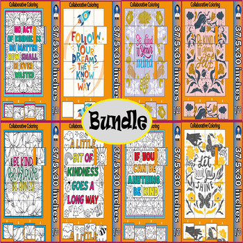 Preview of Kindness Collaborative Coloring Project Posters Bundle, Mental Health Activities