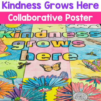 Preview of Kindness Collaborative Coloing Poster - Classroom Decor - Spring Bulletin Board 