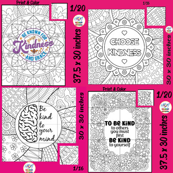 Preview of Kindness Collaborative Poster Bundle, Coloring & Puzzle Activities Mental Health