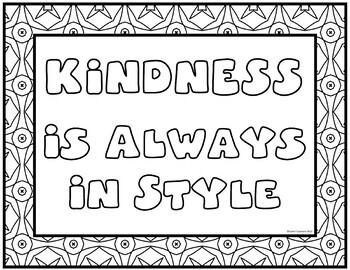 Kindness Coloring Pages Posters Grades 4 - 12 by CarolJ Creations