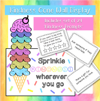 Preview of Kindness Cone Wall Display & Set of 24 Kindness Prompts
