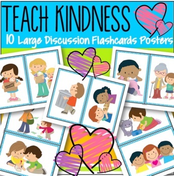 Preview of Kindness Conversation Starters 10 Large Flashcards Posters Language Discussion