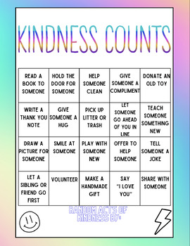 Kindness Counts- Random Acts of Kindness by Schoolin with Class | TPT