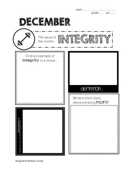 Preview of Kindness Counts: Sample Monthly Worksheet