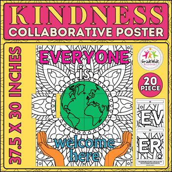 Preview of Kindness Day Collaborative Coloring Poster - Pink Shirt Day, Kindness Craft