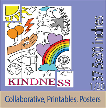 Preview of Kindness Day Collaborative Poster Art Coloring - Kindness Day