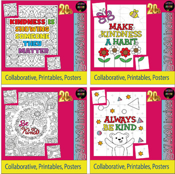 Preview of Be Kind Autism Awareness Day Quote Collaborative Coloring Poster Bulletin Board