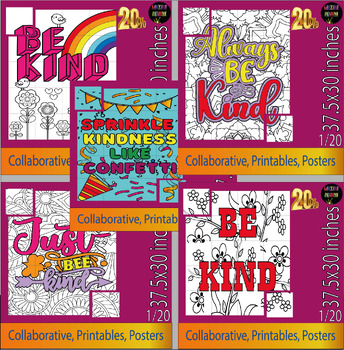 Preview of Kindness Day Collaborative Poster Art Coloring - Kindness Day Bundle