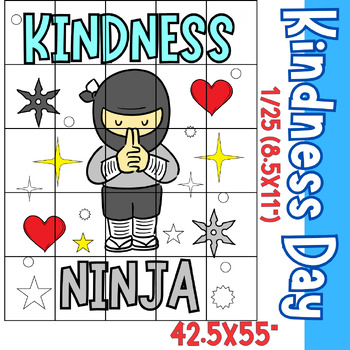 Preview of Kindness Day - Collaborative Poster Coloring | Kindness NINJA  Bulletin Board
