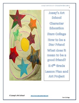 Preview of Kindness Education Be a Good Friend Star Collage Character Art Lesson K-4th