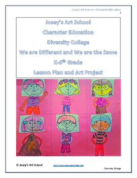 Preview of Kindness Education Diversity Symmetry Kids Collage Character Art Lesson K-4th