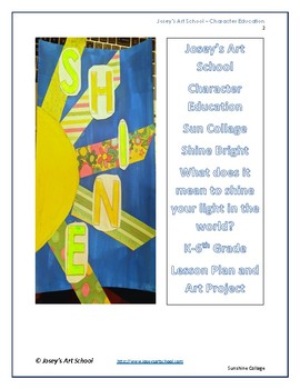 Preview of Kindness Education Shine Bright Sun Collage Character Art Lesson K-6th grade