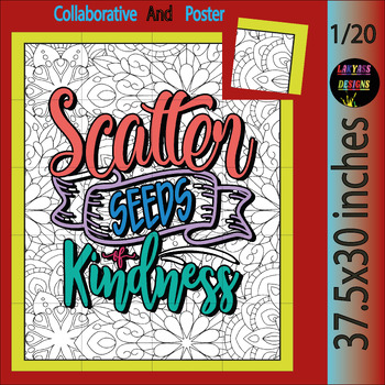 Preview of Kindness February Collaborative Coloring | Be Kind - Classroom Kindness
