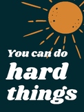 Kindness / Inspirational Quotes / You can do Hard Things MODERN BOHO Blue Orange