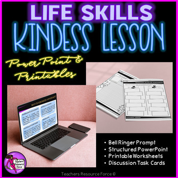Preview of Kindness Lesson PPT, Printables & Discussion Cards for SEL