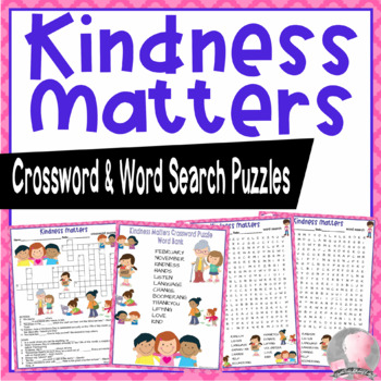 Kindness Activities Choose Kindness Crossword Puzzle and Word Searches