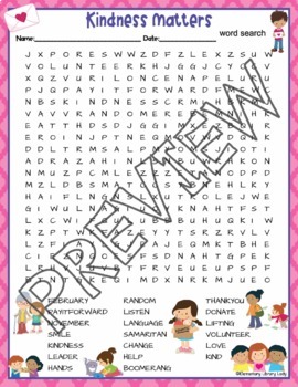 Kindness Activities Choose Kindness Crossword Puzzle and Word Searches