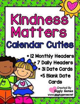 Preview of Kindness Matters Full Year Calendar Cuties