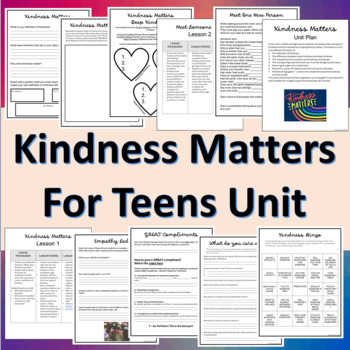 Preview of Kindness Matters for Teens Social and Emotional Learning Unit (SEL)