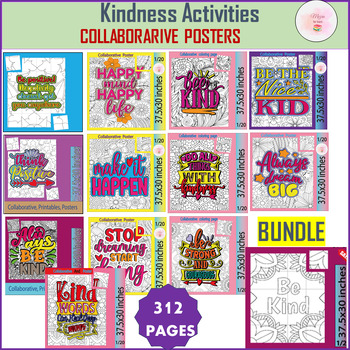 Preview of Kindness Motivational Quotes Collaborative Poster | Be Kind - Activities Bundle