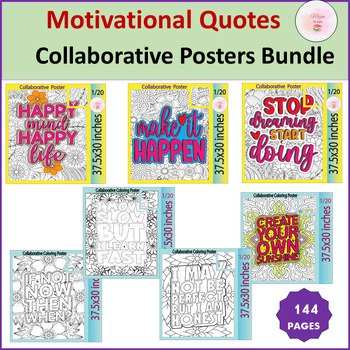 Preview of Kindness Motivational Quotes Collaborative Poster | Mental Health Bundle