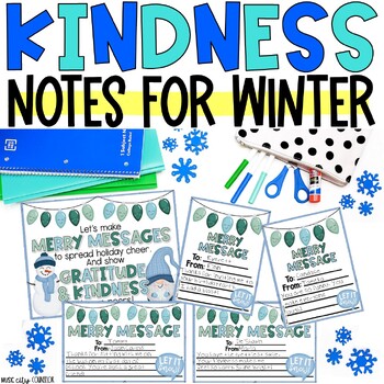 Preview of Kindness Notes, Grams, Winter & Christmas, SEL Counseling, Printable & Digital