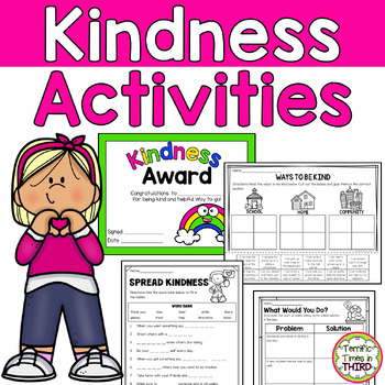 Preview of Kindness Activities - Worksheets, Poster, Awards, and Cards
