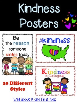 Kindness Posters for SEL 10 Color and Black & White for Classroom
