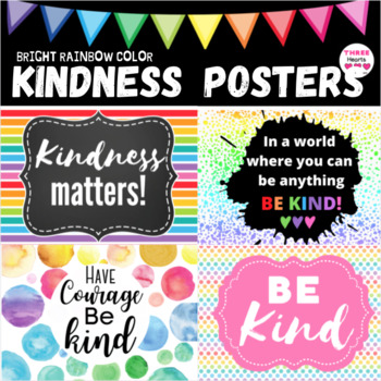 Kindness Posters - Bright and Colorful by Nadine Gnesin - Three Hearts