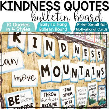 Preview of Back to School Bulletin Board Ideas Kindness Posters Mountain Theme Class Decor