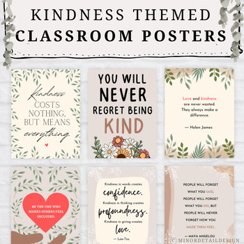 Preview of Kindness Posters, Modern Boho Classroom Decor Posters, Boho Motivational Posters