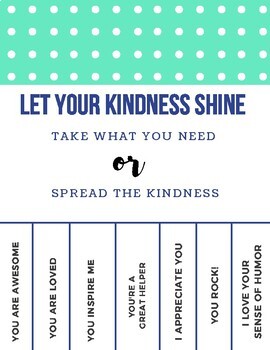 Kindness Posters (rip off compliments) *FREE** by Teacher Bistro