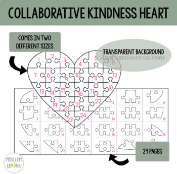 Preview of Kindness Puzzle Heart - Collaborative Art Project