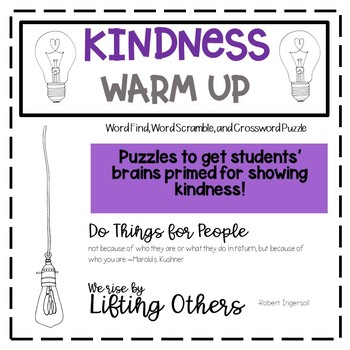 Kindness Word Find Crossword and Word Scramble by OliveGrowth TPT