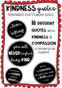 Preview of Kindness Quotes Printable Desk Plates