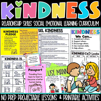 Preview of Kindness Social Emotional Learning Character Education SEL K-2 Curriculum 