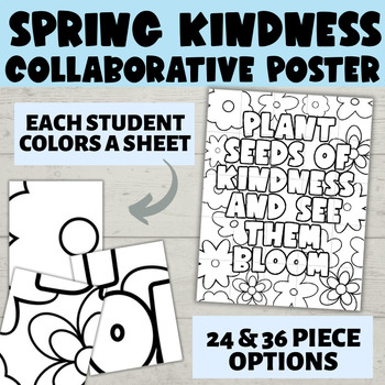 Preview of Kindness Spring Collaborative Poster | Class Mural Coloring Garden Flowers Kind